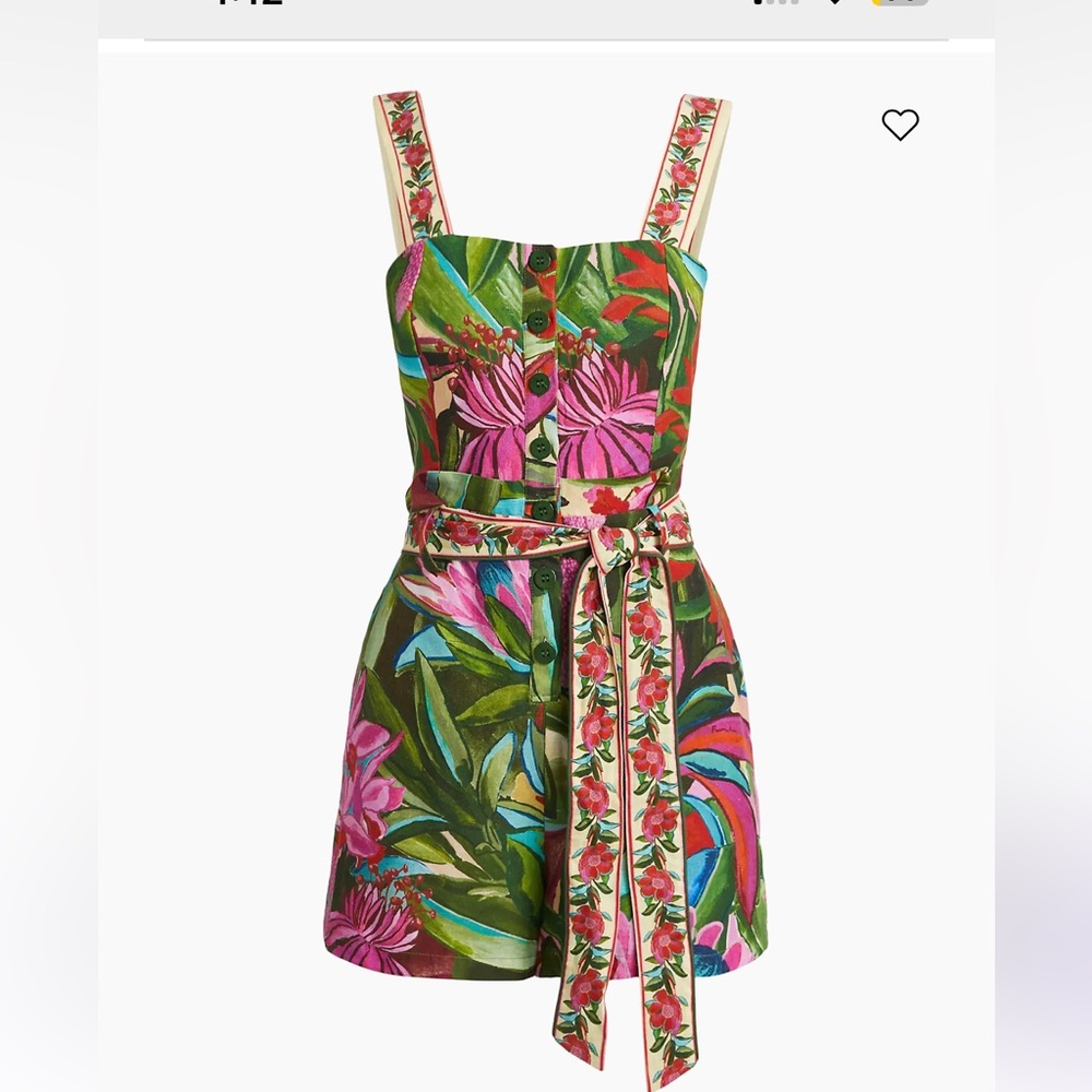 Farm Rio Jardin De Reve Floral Tie-Waist Romper - Picture 3 of 4